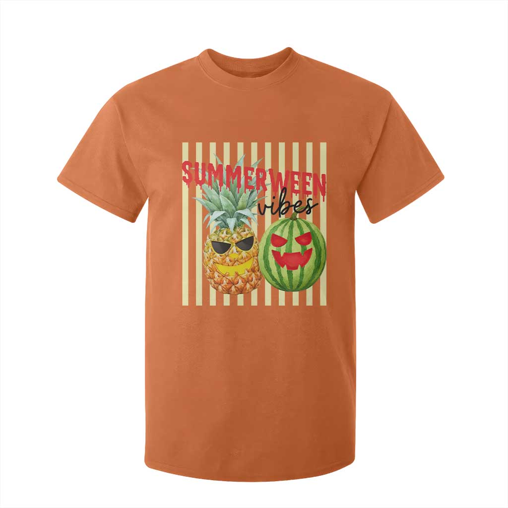 Funny Summerween Fruit T Shirt For Kid Spooky Pineapple Watermelon Graphic