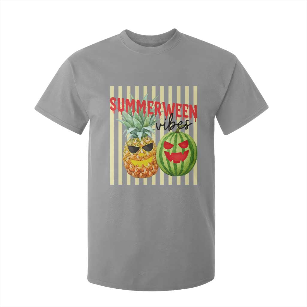 Funny Summerween Fruit T Shirt For Kid Spooky Pineapple Watermelon Graphic