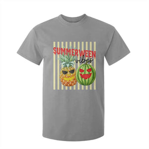 Funny Summerween Fruit T Shirt For Kid Spooky Pineapple Watermelon Graphic