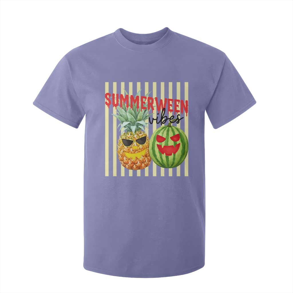 Funny Summerween Fruit T Shirt For Kid Spooky Pineapple Watermelon Graphic