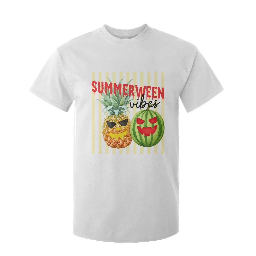 Funny Summerween Fruit T Shirt For Kid Spooky Pineapple Watermelon Graphic