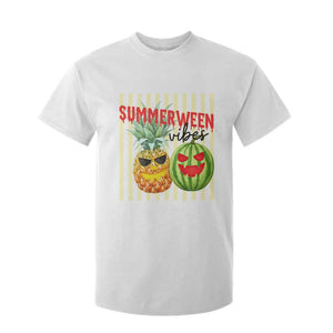 Funny Summerween Fruit T Shirt For Kid Spooky Pineapple Watermelon Graphic