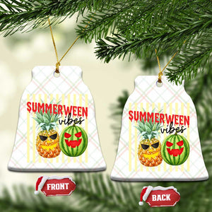 Funny Summerween Fruit Ceramic Ornament Spooky Pineapple Watermelon Graphic