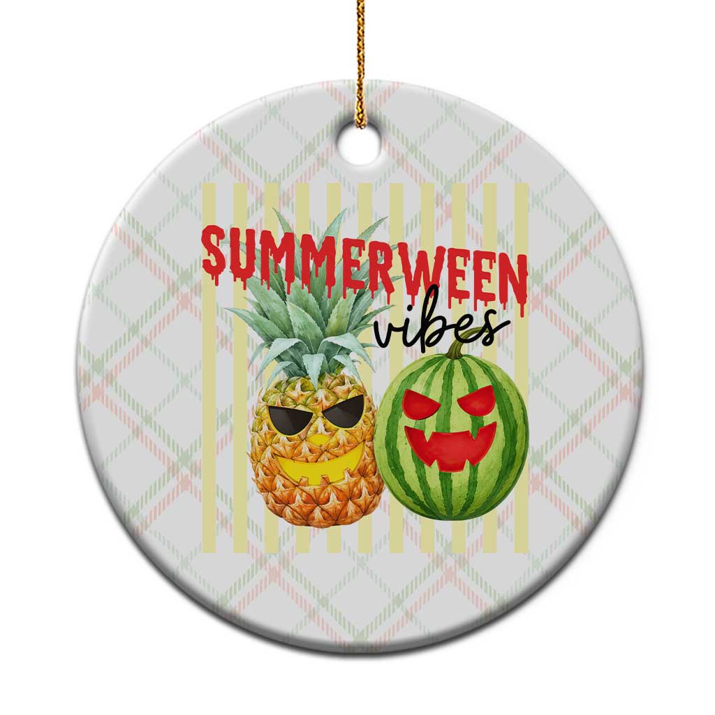Funny Summerween Fruit Ceramic Ornament Spooky Pineapple Watermelon Graphic
