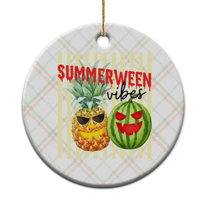 Funny Summerween Fruit Ceramic Ornament Spooky Pineapple Watermelon Graphic