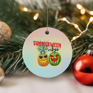 Funny Summerween Fruit Ceramic Ornament Spooky Pineapple Watermelon Graphic