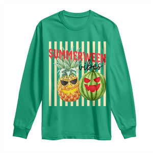 Funny Summerween Fruit Long Sleeve Shirt Spooky Pineapple Watermelon Graphic