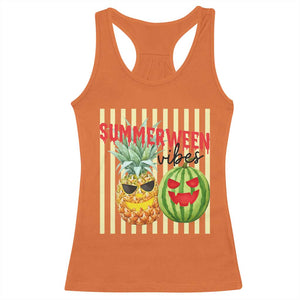 Funny Summerween Fruit Racerback Tank Top Spooky Pineapple Watermelon Graphic