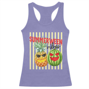 Funny Summerween Fruit Racerback Tank Top Spooky Pineapple Watermelon Graphic
