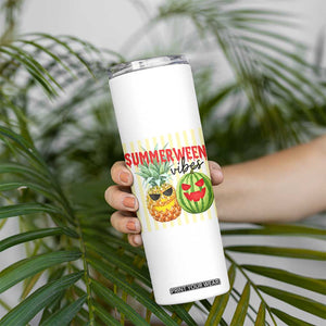 Funny Summerween Fruit Skinny Tumbler Spooky Pineapple Watermelon Graphic