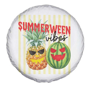 Funny Summerween Fruit Spare Tire Cover Spooky Pineapple Watermelon Graphic