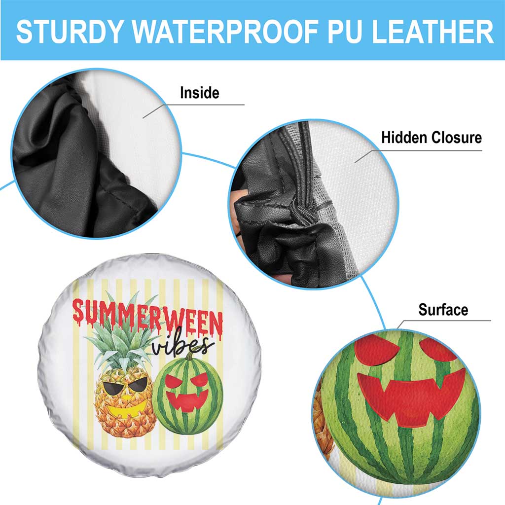 Funny Summerween Fruit Spare Tire Cover Spooky Pineapple Watermelon Graphic