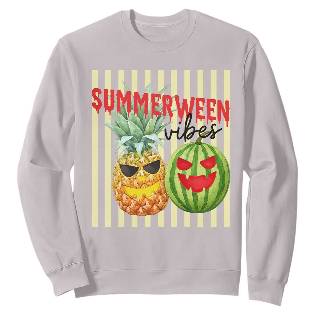 Funny Summerween Fruit Sweatshirt Spooky Pineapple Watermelon Graphic