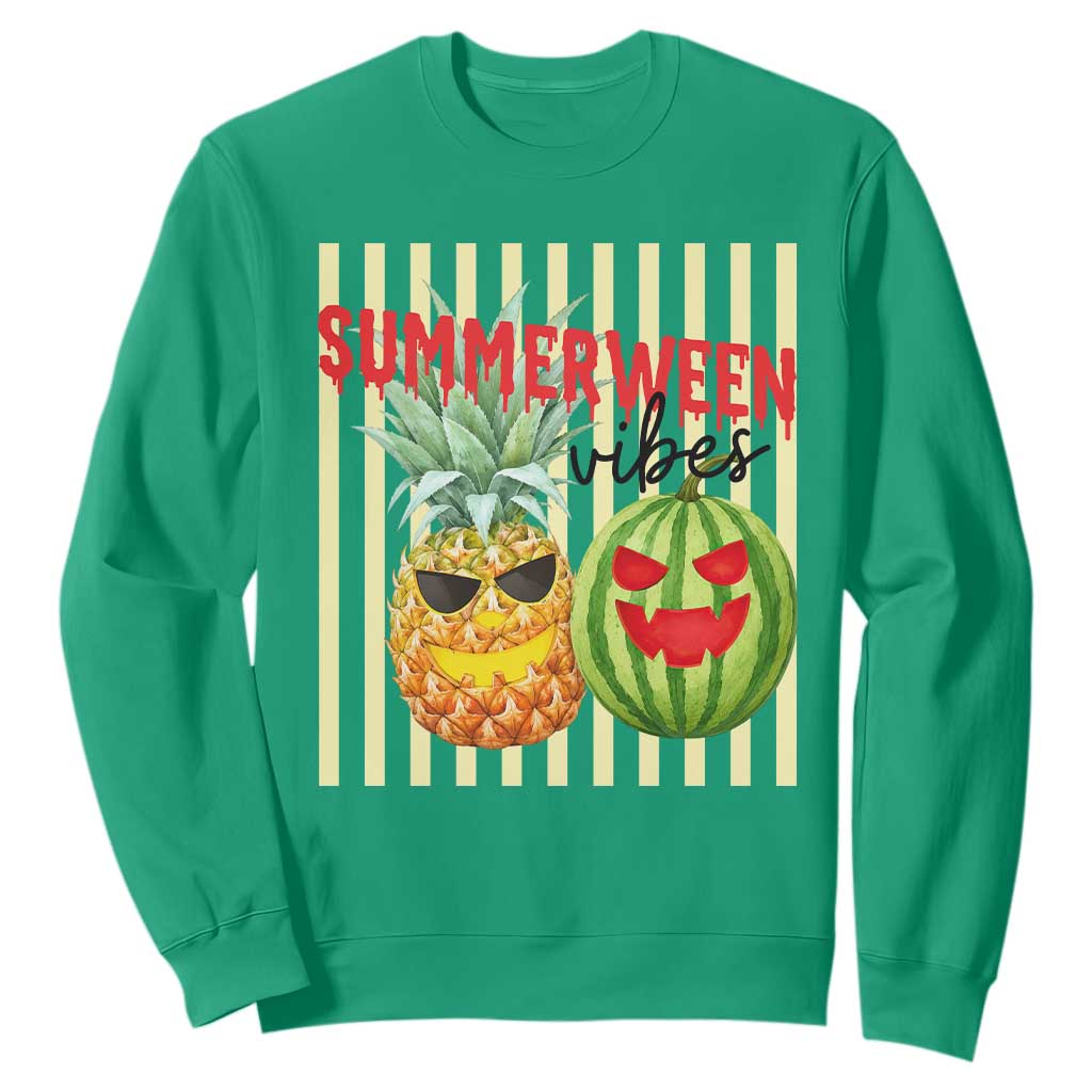 Funny Summerween Fruit Sweatshirt Spooky Pineapple Watermelon Graphic