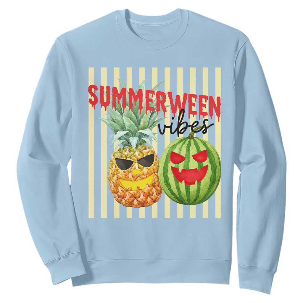 Funny Summerween Fruit Sweatshirt Spooky Pineapple Watermelon Graphic