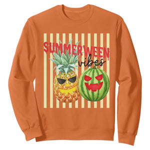 Funny Summerween Fruit Sweatshirt Spooky Pineapple Watermelon Graphic