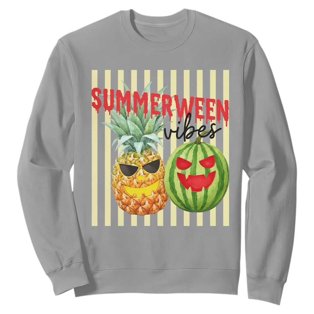 Funny Summerween Fruit Sweatshirt Spooky Pineapple Watermelon Graphic