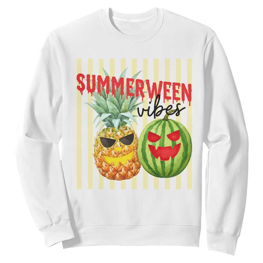 Funny Summerween Fruit Sweatshirt Spooky Pineapple Watermelon Graphic