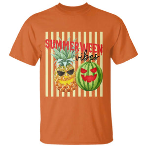 Funny Summerween Fruit T Shirt Spooky Pineapple Watermelon Graphic