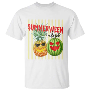 Funny Summerween Fruit T Shirt Spooky Pineapple Watermelon Graphic