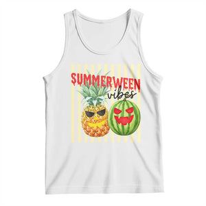 Funny Summerween Fruit Tank Top Spooky Pineapple Watermelon Graphic