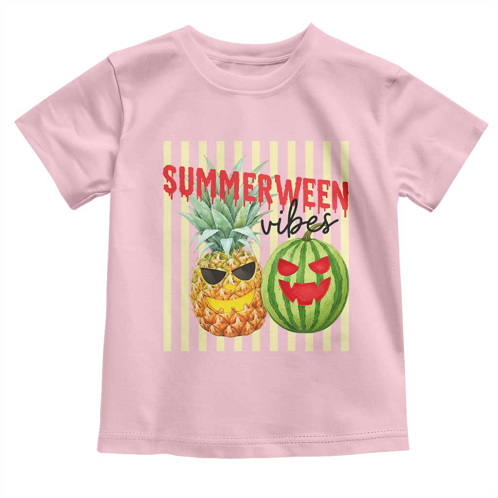 Funny Summerween Fruit Toddler T Shirt Spooky Pineapple Watermelon Graphic
