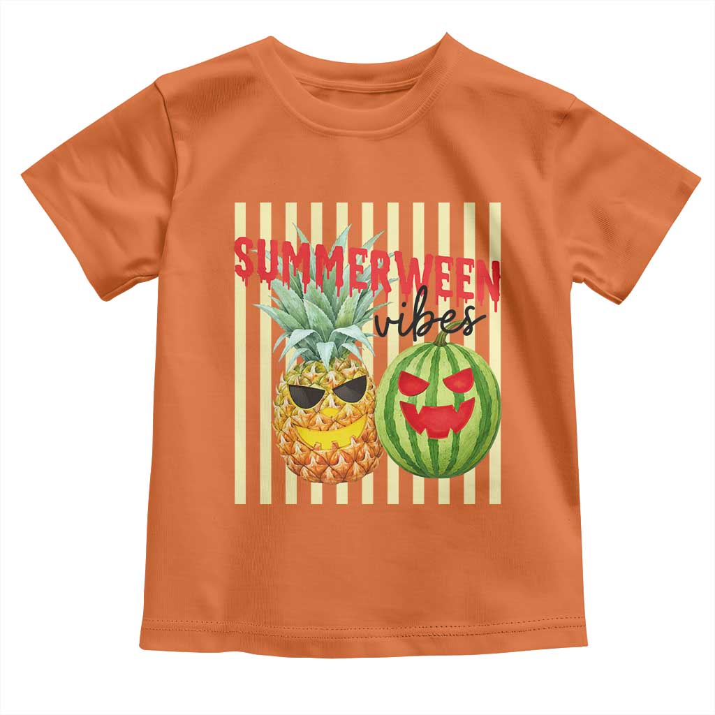 Funny Summerween Fruit Toddler T Shirt Spooky Pineapple Watermelon Graphic