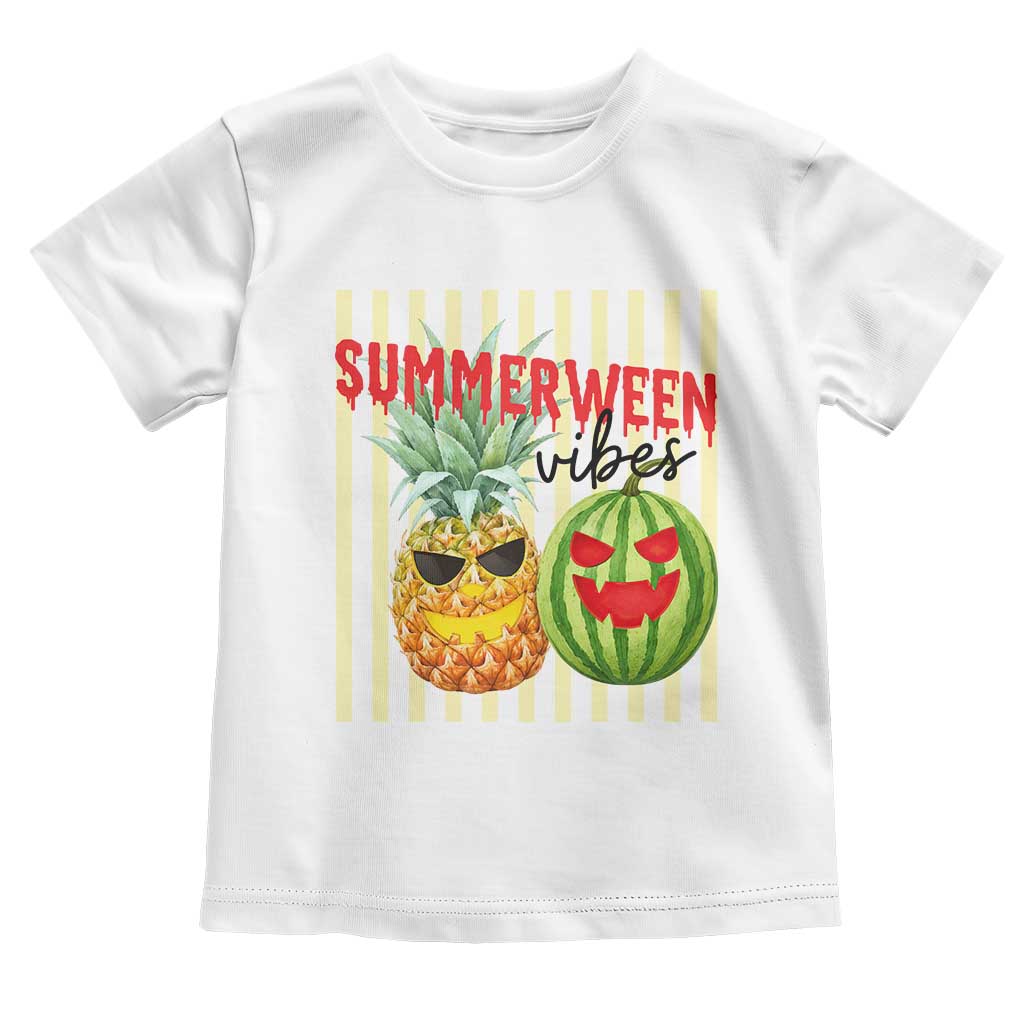 Funny Summerween Fruit Toddler T Shirt Spooky Pineapple Watermelon Graphic TS12 White Print Your Wear