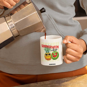 Funny Summerween Fruit Coffee Mug Spooky Pineapple Watermelon Graphic