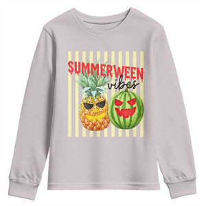 Funny Summerween Fruit Youth Sweatshirt Spooky Pineapple Watermelon Graphic