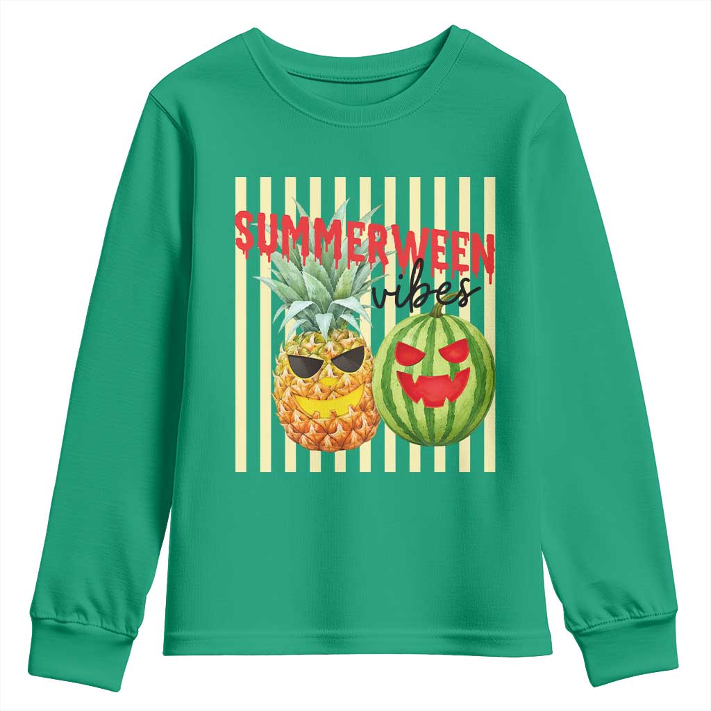 Funny Summerween Fruit Youth Sweatshirt Spooky Pineapple Watermelon Graphic