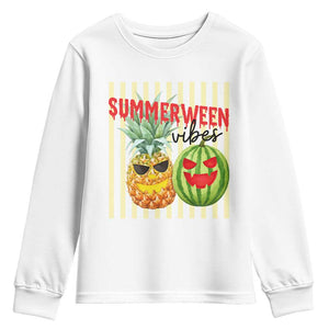 Funny Summerween Fruit Youth Sweatshirt Spooky Pineapple Watermelon Graphic