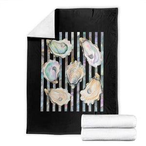 Striped Glitter Oyster Shell Throw Blanket Coastal Summer Ocean Gift