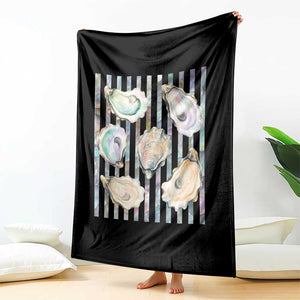 Striped Glitter Oyster Shell Throw Blanket Coastal Summer Ocean Gift