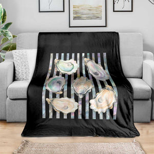 Striped Glitter Oyster Shell Throw Blanket Coastal Summer Ocean Gift