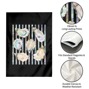 Striped Glitter Oyster Shell Garden Flag Coastal Summer Ocean Gift