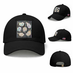Striped Glitter Oyster Shell Baseball Cap Coastal Summer Ocean Gift