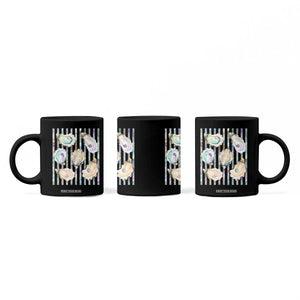 Striped Glitter Oyster Shell Coffee Mug Coastal Summer Ocean Gift