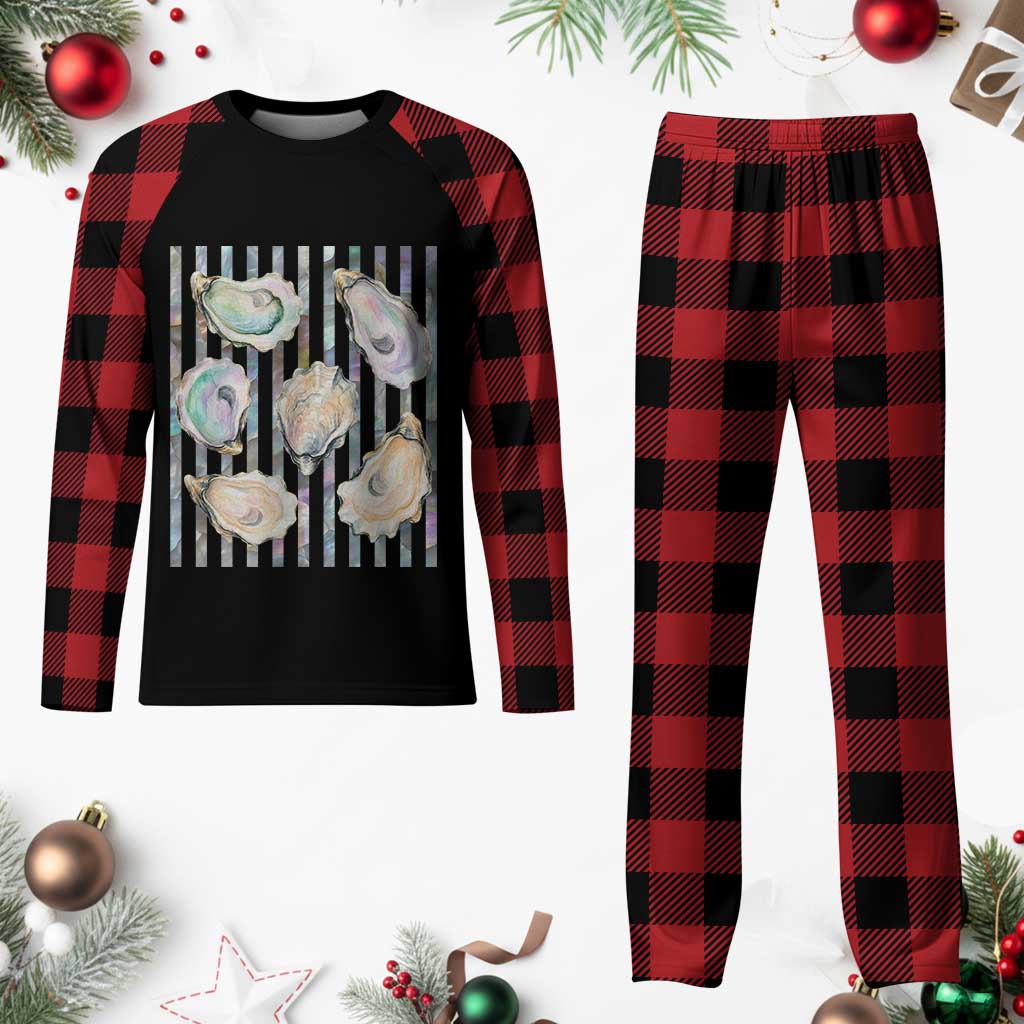 Striped Glitter Oyster Shell Plaid Pajama Set Coastal Summer Ocean Gift TS12 Buffalo Plaid Print Your Wear