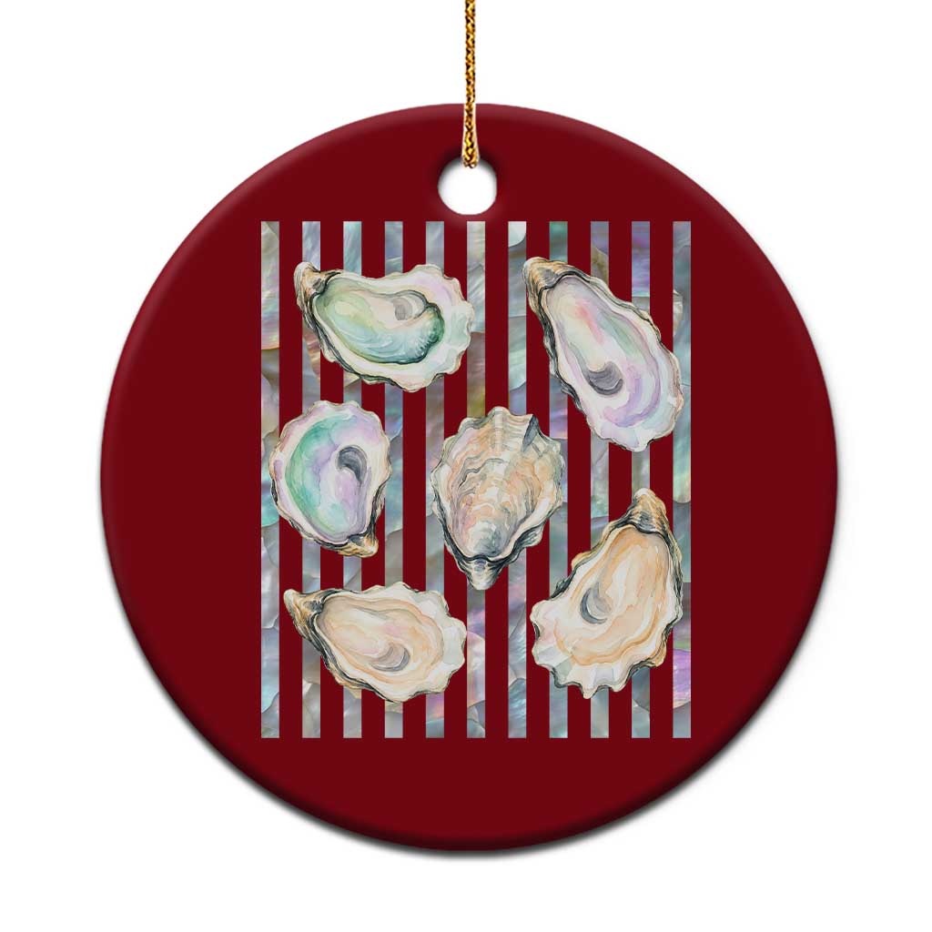 Striped Glitter Oyster Shell Ceramic Ornament Coastal Summer Ocean Gift TS12 1pc Red Print Your Wear