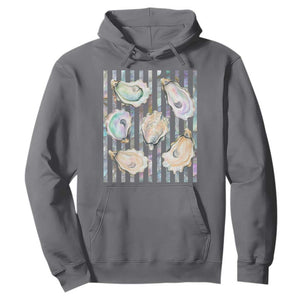 Striped Glitter Oyster Shell Hoodie Coastal Summer Ocean Gift