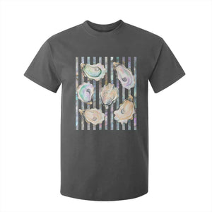 Striped Glitter Oyster Shell T Shirt For Kid Coastal Summer Ocean Gift