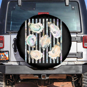 Striped Glitter Oyster Shell Spare Tire Cover Coastal Summer Ocean Gift