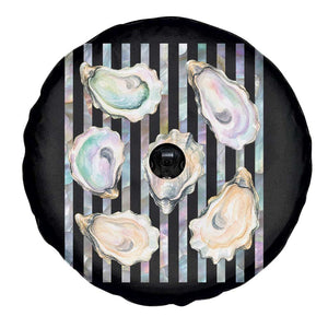Striped Glitter Oyster Shell Spare Tire Cover Coastal Summer Ocean Gift