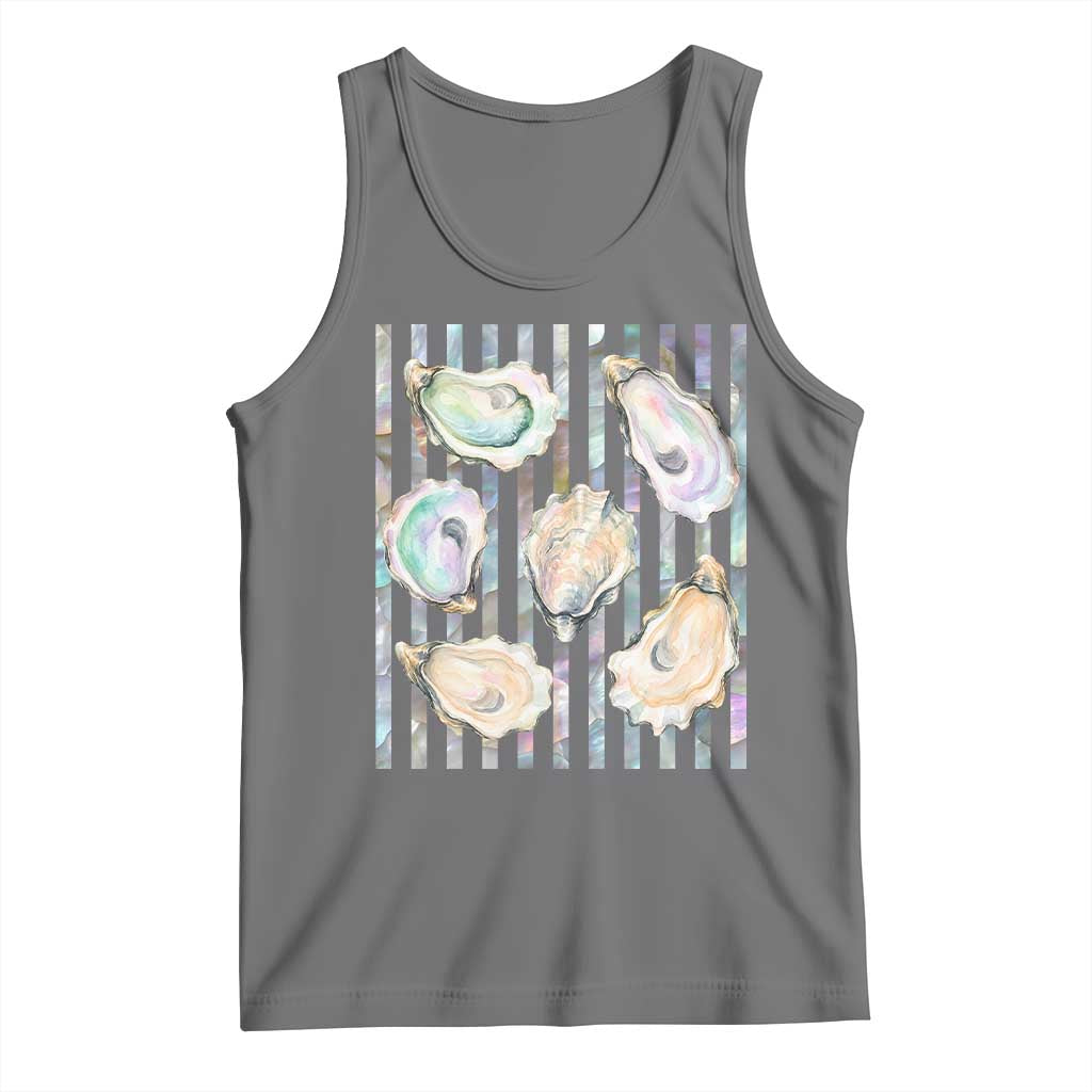 Striped Glitter Oyster Shell Tank Top Coastal Summer Ocean Gift