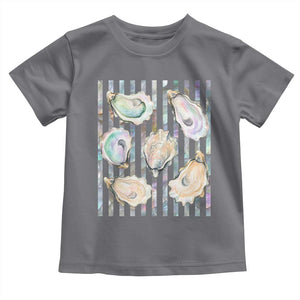 Striped Glitter Oyster Shell Toddler T Shirt Coastal Summer Ocean Gift
