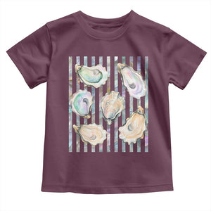Striped Glitter Oyster Shell Toddler T Shirt Coastal Summer Ocean Gift