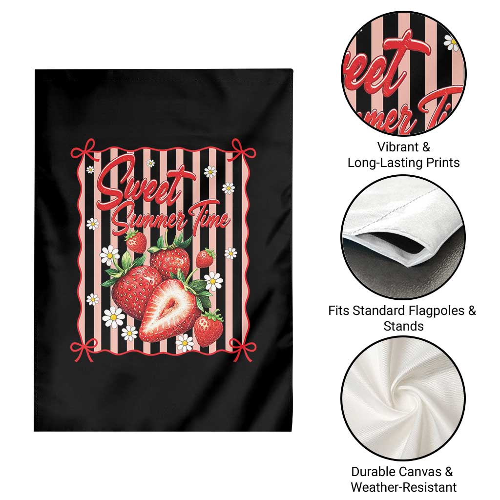 Striped Summer Strawberry Garden Flag Preppy Beach Vibes Graphic
