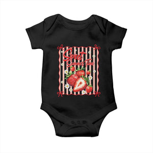 Striped Summer Strawberry Baby Onesie Preppy Beach Vibes Graphic