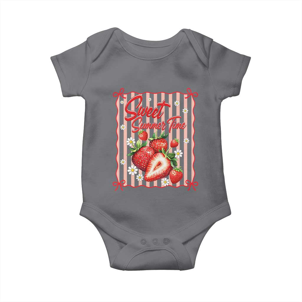 Striped Summer Strawberry Baby Onesie Preppy Beach Vibes Graphic